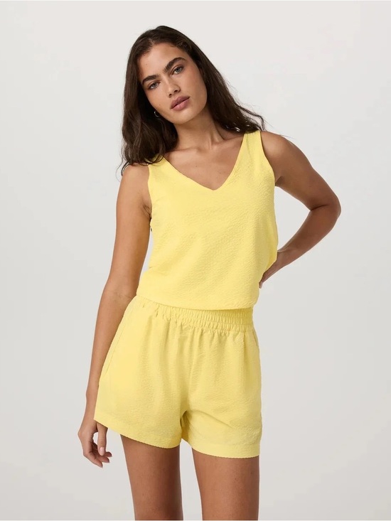 Vuori Tops - Vuori Villa Textured Cropped V Neck Tank Top & Shorts Sunlight Collection XL